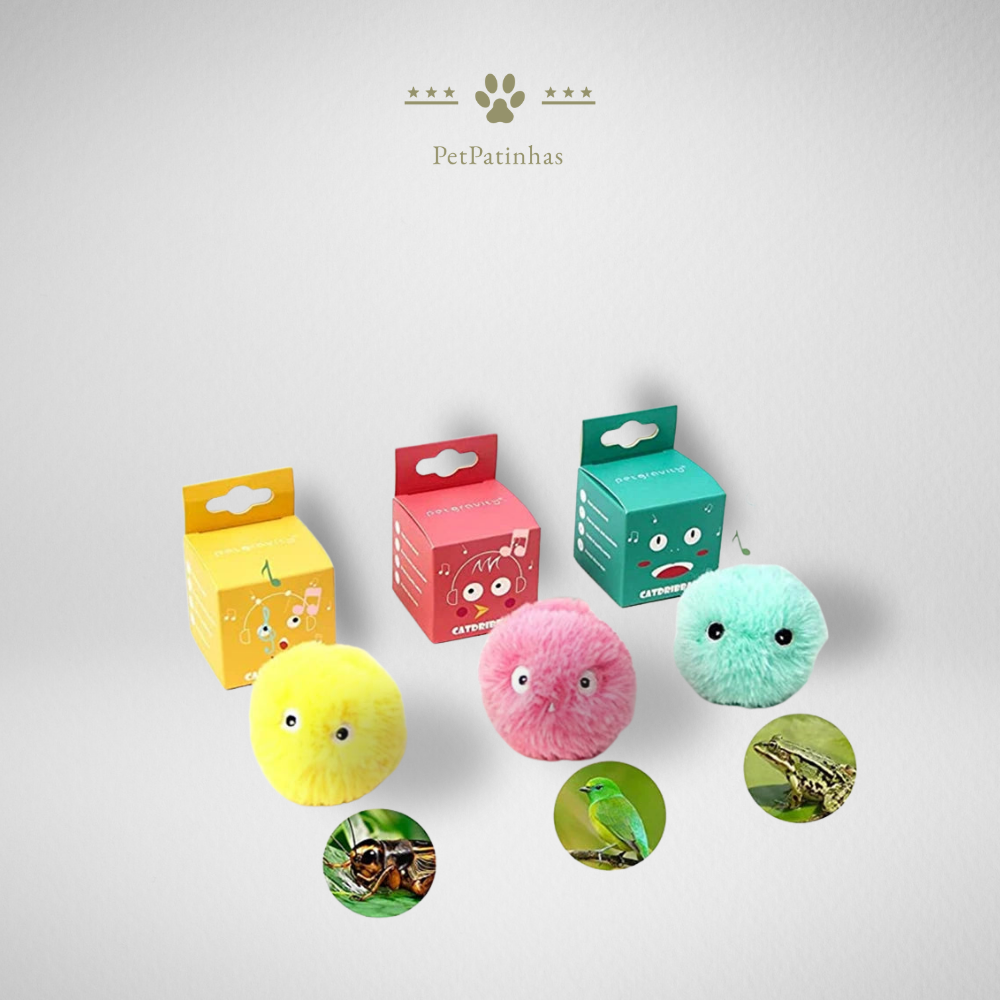Balle interactive intelligente pour chats – Peluche avec son et herbe à chat