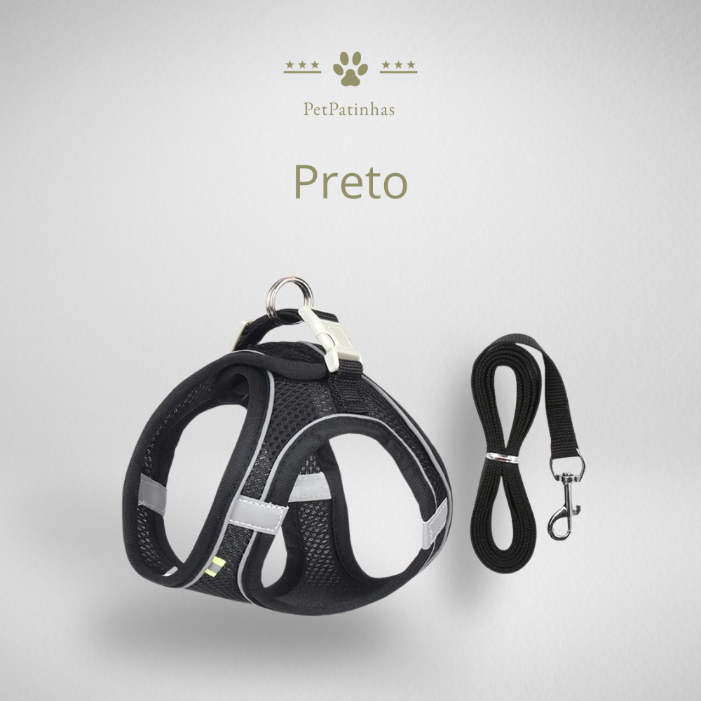Conjunto Arnês e Trela Ajustável