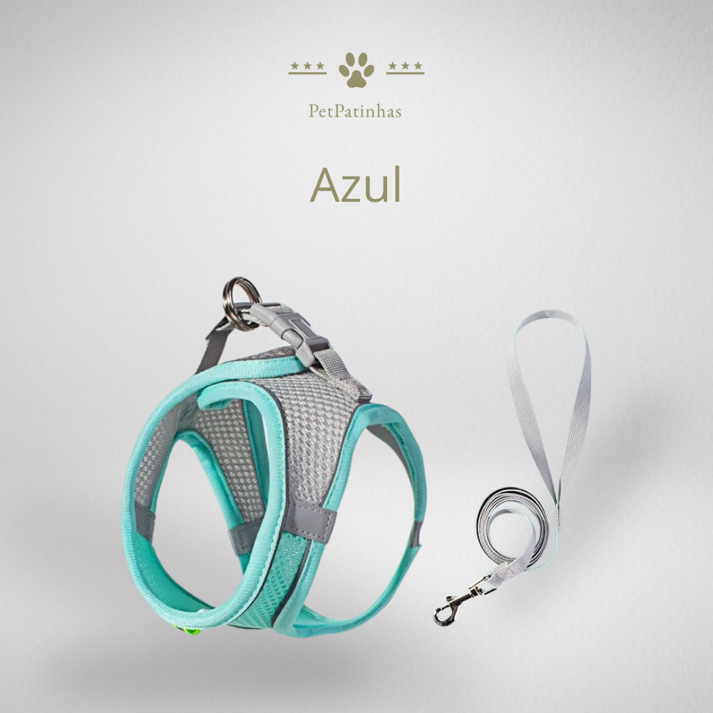 Conjunto Arnês e Trela Ajustável