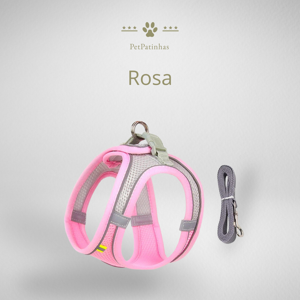 Conjunto Arnês e Trela Ajustável