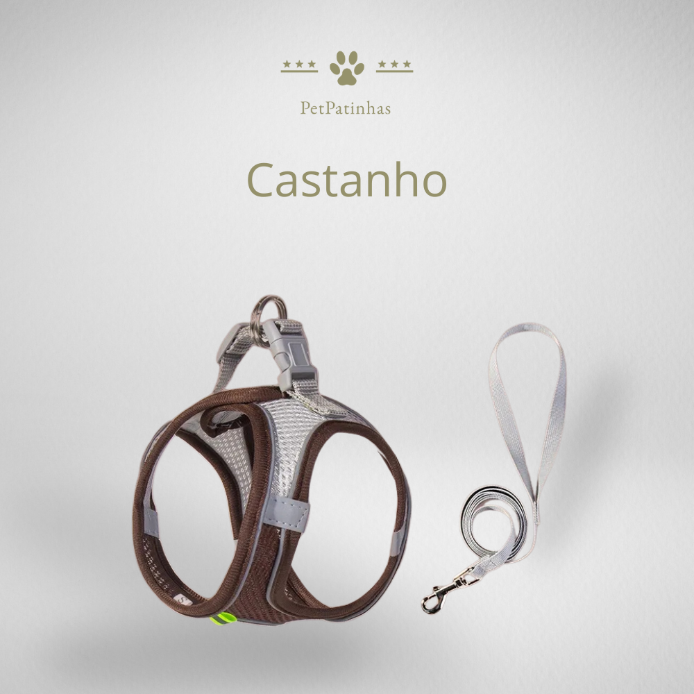 Conjunto Arnês e Trela Ajustável