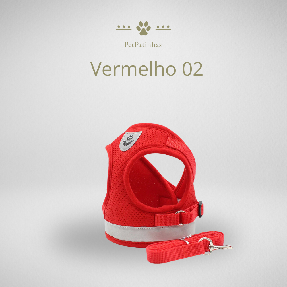 Arnês Ajustável e Respirável para Gatos e Cães Pequenos com Trela