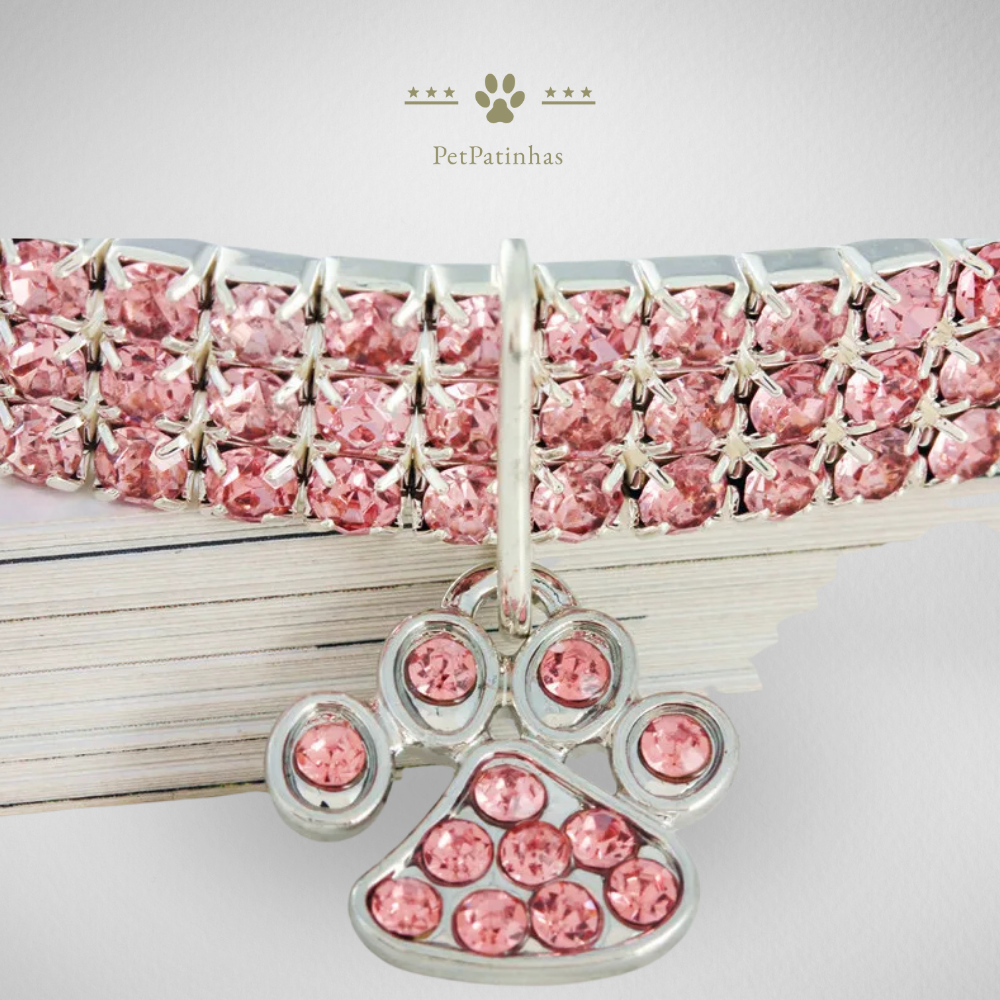 Coleira Luxuosa com Cristais