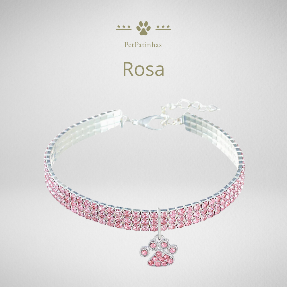 Coleira Luxuosa com Cristais
