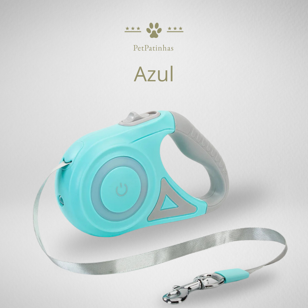 Trela Retrátil para Cães 5m com Luz LED