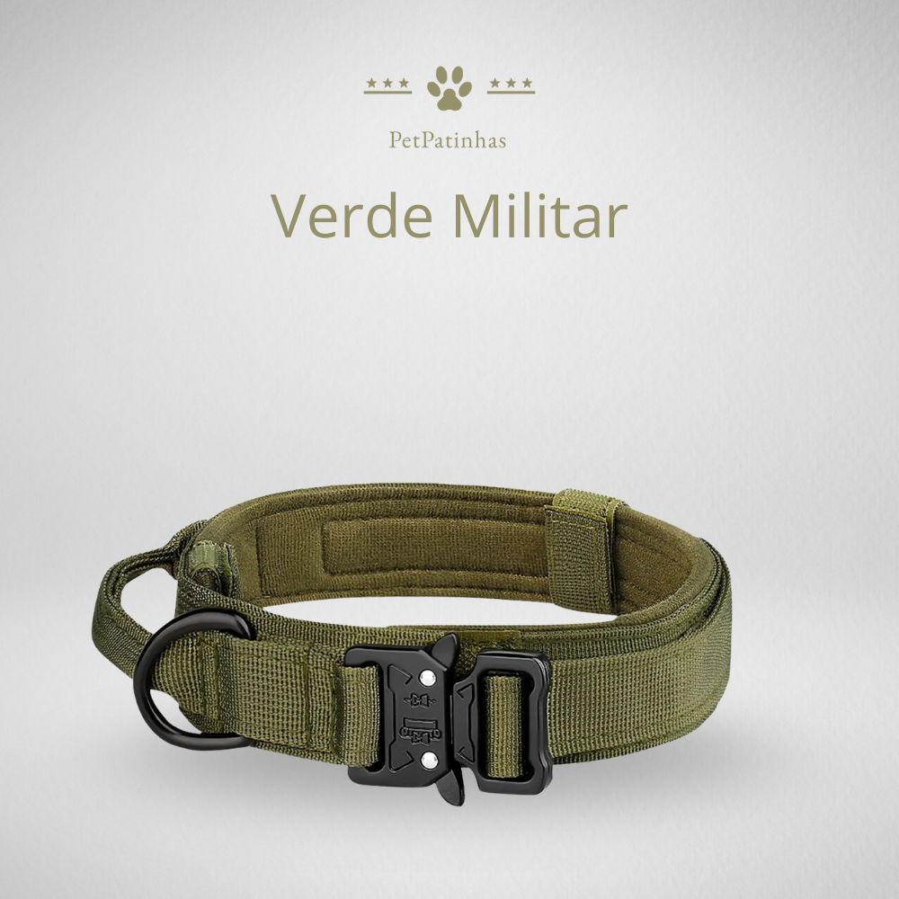 Coleira Tática de Nylon com Fivela Metálica