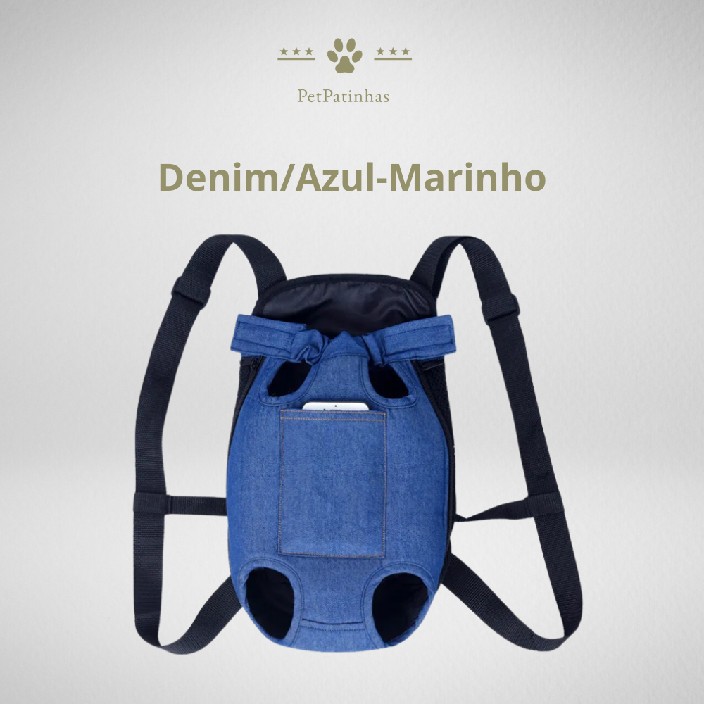Mochila Transportadora Jeans para Cães Pequenos e Gatos