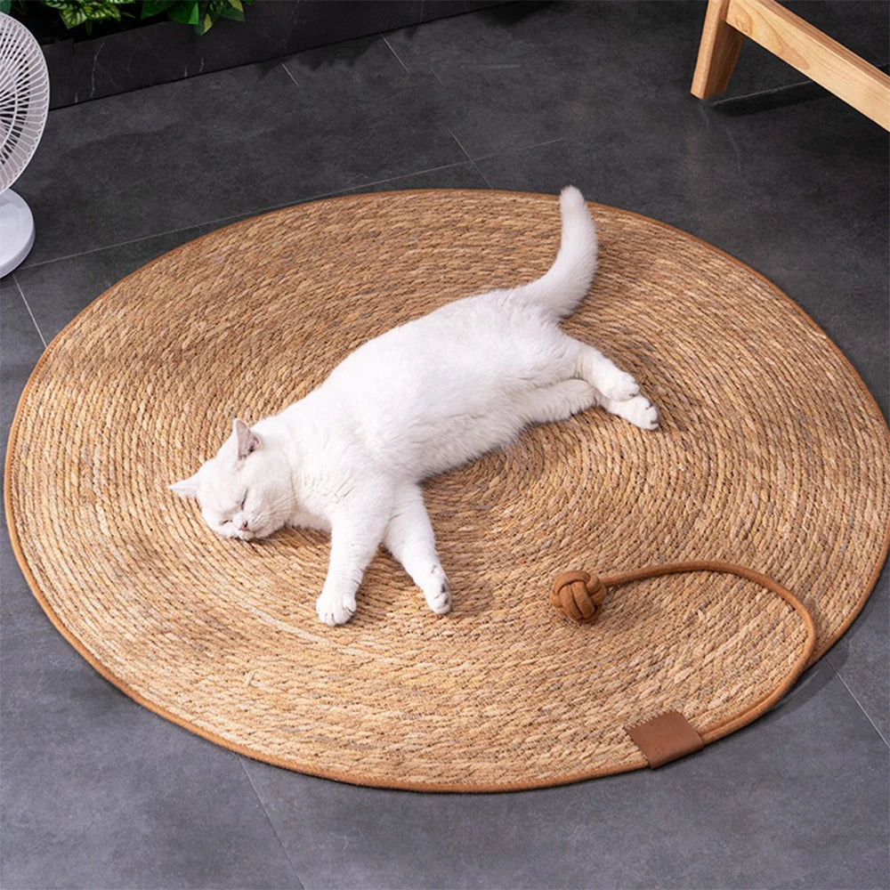 Tapis à gratter en rotin pour chats