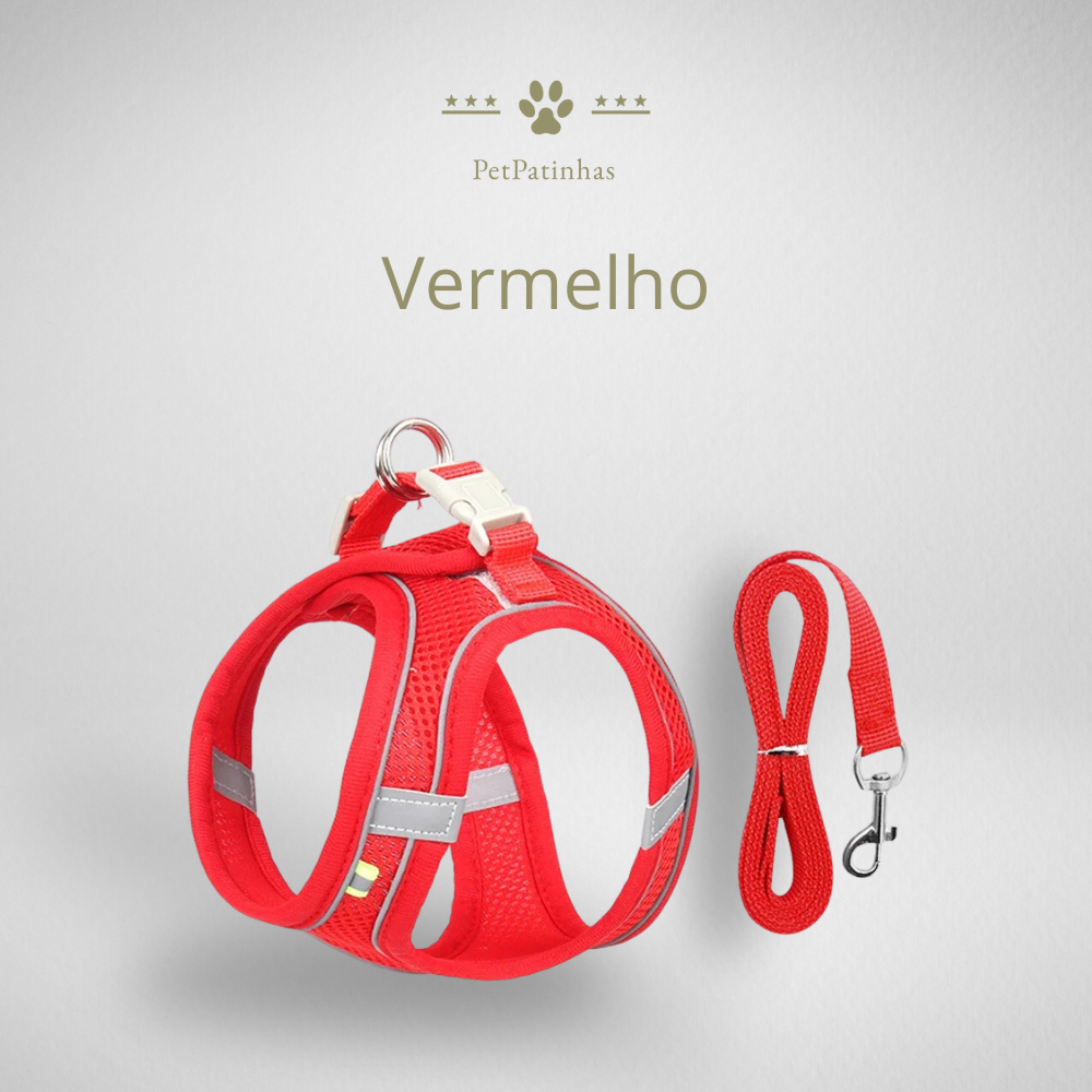 Conjunto Arnês e Trela Ajustável