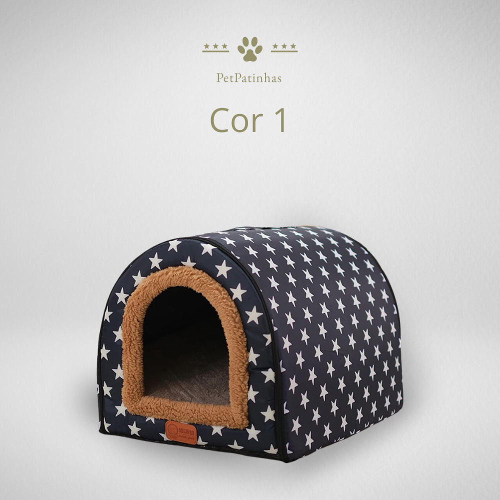 Cama Dobrável Estilo Casa de Cachorro Quente com Estampa de Estrelas