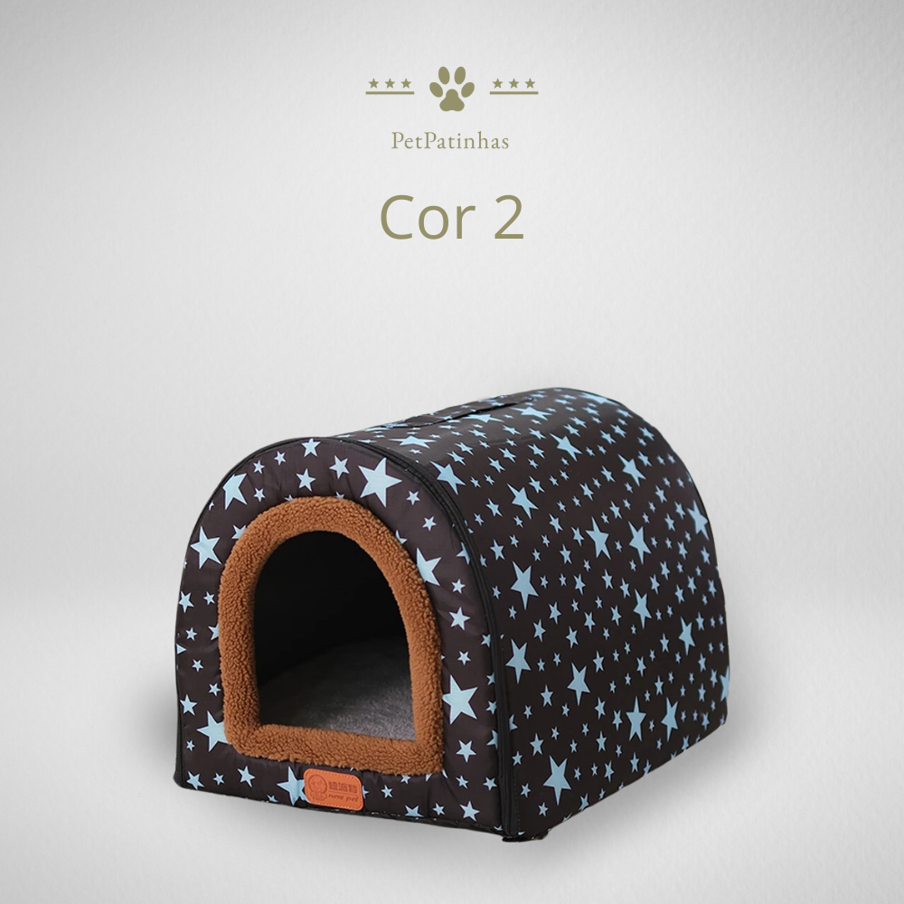 Cama Dobrável Estilo Casa de Cachorro Quente com Estampa de Estrelas