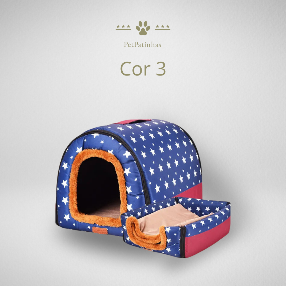 Cama Dobrável Estilo Casa de Cachorro Quente com Estampa de Estrelas