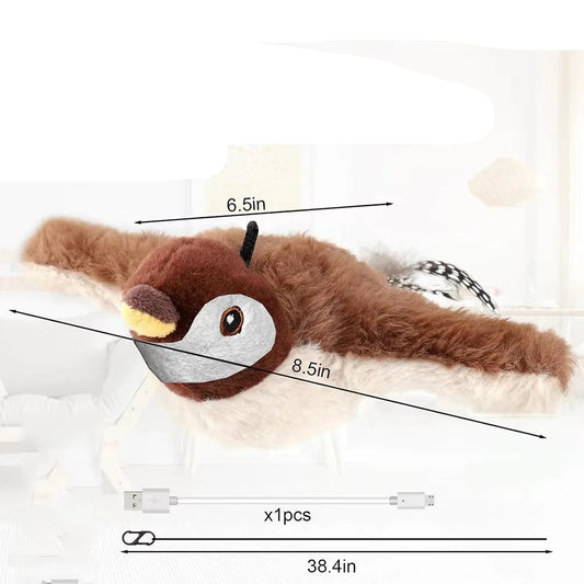 Oiseau interactif avec son et ficelle pour chats – Mouvement réaliste